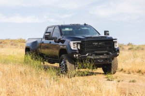 GMC Sierra 2500 Front Bumper - DV8 Offroad - Spec Series - Micro-texture black powder coat with satin black accents - `20-`23